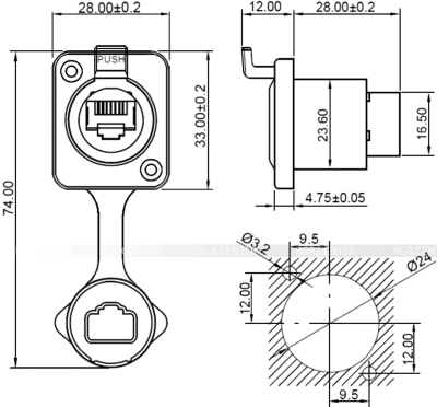 Герметичный разъем RJ45 (мама)